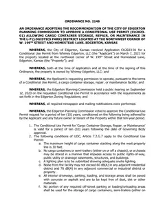 First page of Ordinance No. 2146, the City’s copy