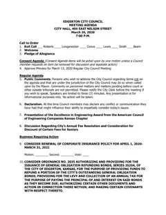 First page of the agenda