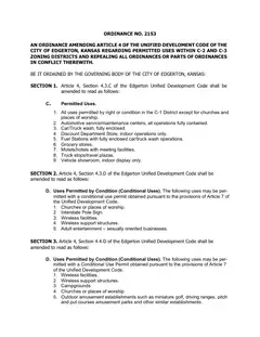 First page of Ordinance No. 2153, the City’s copy
