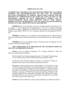 First page of Ordinance No. 2120, the City’s copy