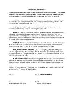 First page of Resolution No. 09-09-21A, the City’s copy