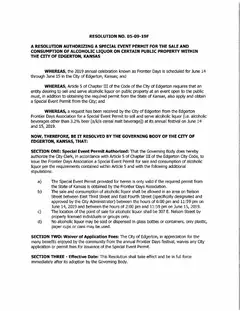 First page of Resolution No. 05-09-19F, the City’s copy