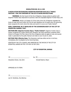First page of Resolution No. 05-11-23D, the City’s copy