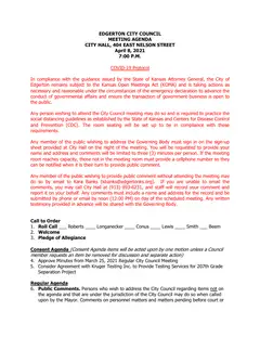 First page of the agenda packet