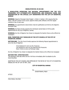 First page of Resolution No. 05-28-20A, the City’s copy