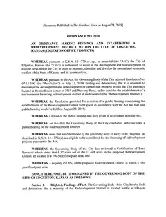 First page of Ordinance No. 2020, the City’s copy