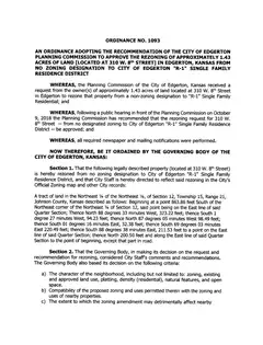 First page of Ordinance No. 1093, the City’s copy