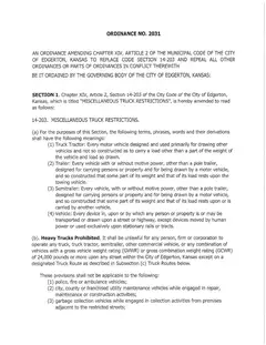 First page of Ordinance No. 2031, the City’s copy