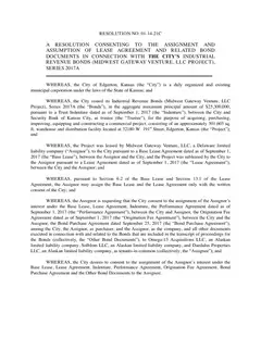 First page of Resolution No. 01-14-21C, the City’s copy