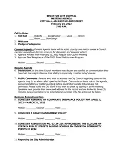 First page of the agenda