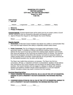 First page of the agenda