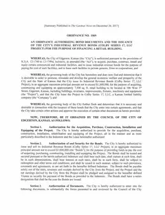 First page of Ordinance No. 1069, the City’s copy