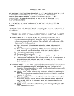 First page of Ordinance No. 2056, the City’s copy