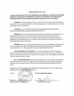 First page of Resolution No. 10-12-17A, the City’s copy
