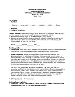 First page of the agenda