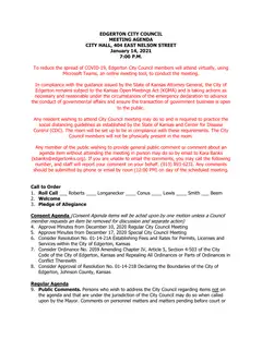 First page of the agenda packet