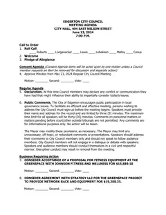 First page of the agenda packet