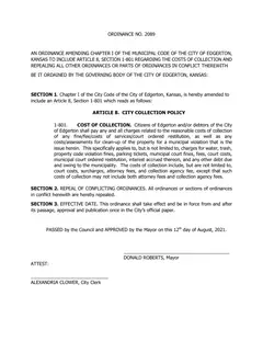 First page of Ordinance No. 2089, the City’s copy