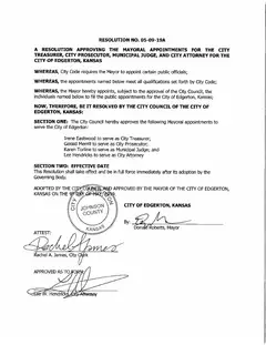First page of Resolution No. 05-09-19A, the City’s copy