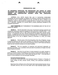 First page of Ordinance No. 1004, the City’s copy