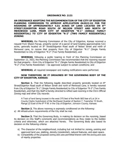First page of Ordinance No. 2121, the City’s copy