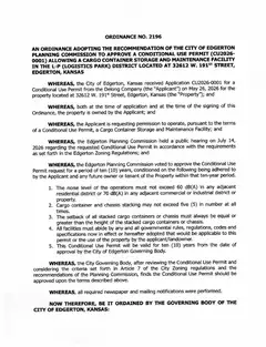 First page of Ordinance No. 2196, the City’s copy