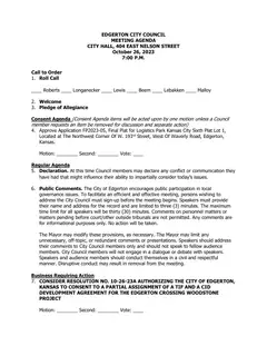 First page of the agenda packet