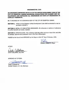 First page of Ordinance No. 2191, the City’s copy