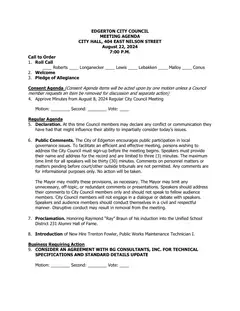 First page of the agenda