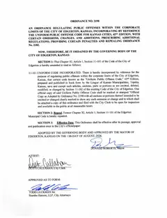 First page of Ordinance No. 2198, the City’s copy