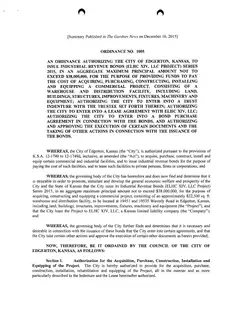 First page of Ordinance No. 1005, the City’s copy
