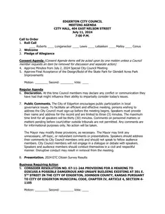 First page of the agenda packet