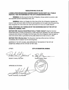 First page of Resolution No. 05-09-19C, the City’s copy