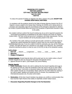 First page of the agenda packet