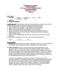 First page of the agenda packet