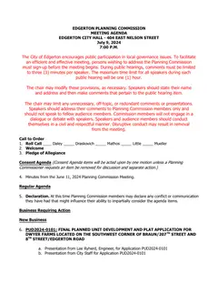 First page of the agenda packet