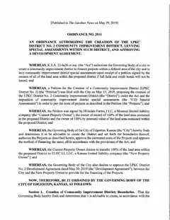 First page of Ordinance No. 2011, the City’s copy