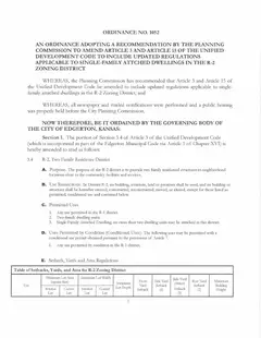First page of Ordinance No. 1052, the City’s copy