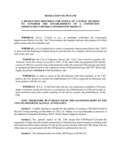 First page of Resolution No. 09-23-21B, the City’s copy