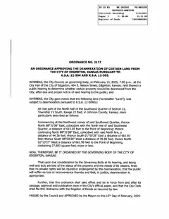 First page of Ordinance No. 2177, the City’s copy
