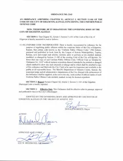 First page of Ordinance No. 2143, the City’s copy