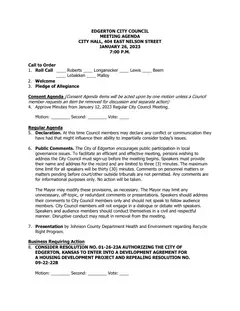 First page of the agenda packet