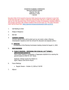 First page of the agenda packet