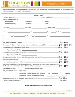 First page of Job Application