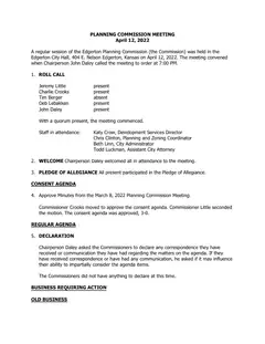 First page of the minutes