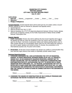 First page of the agenda packet